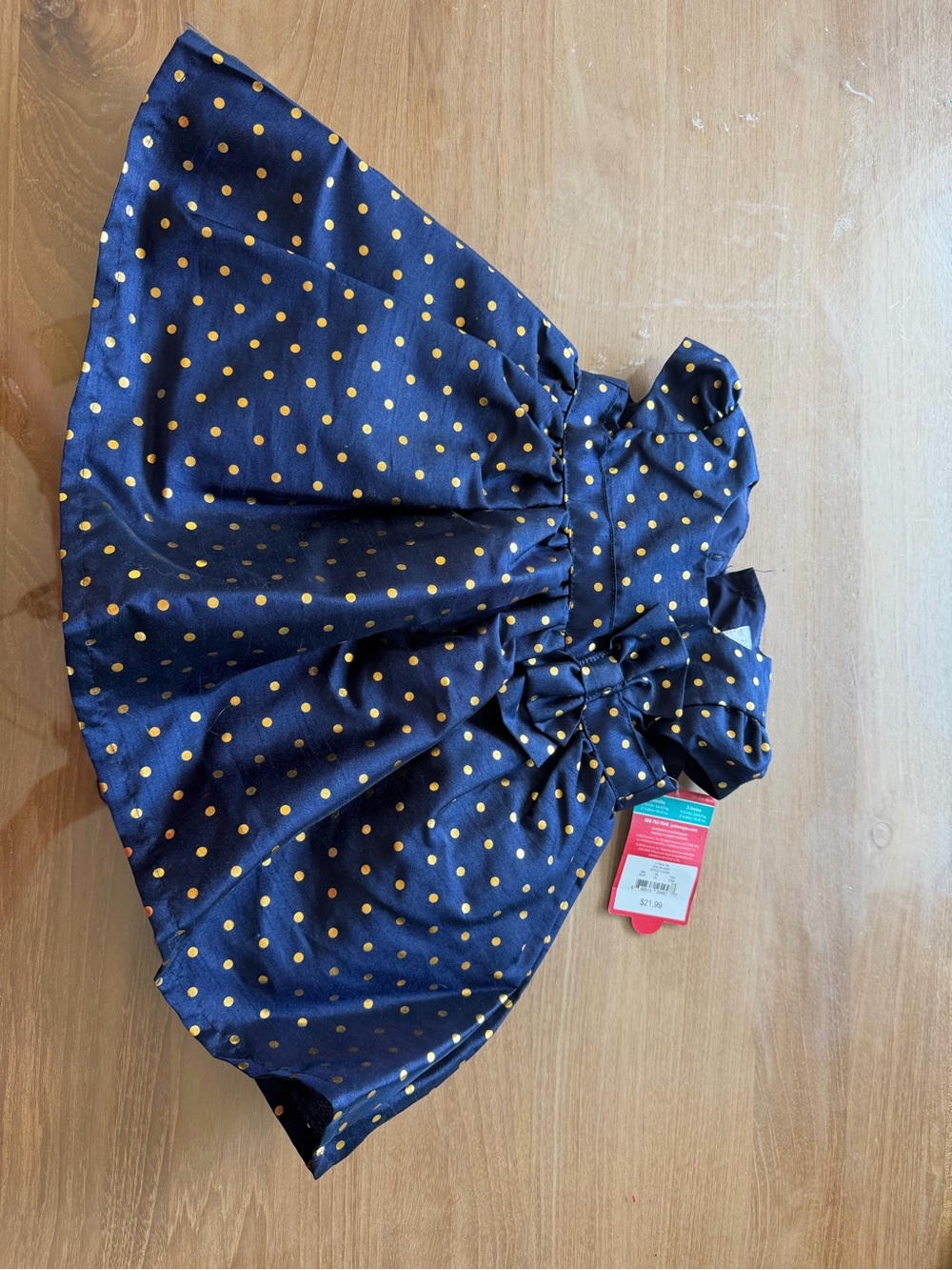 Baby Carter's Navy Dress with Gold Polka Dots